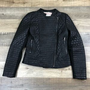 CARTONNIER Black Faux Leather Moto Jacket XXSP